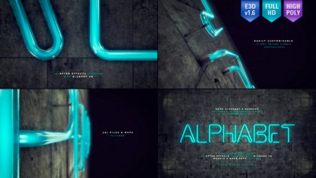 پروژه زیبای لوگو افتر افکت- Neon Alphabet & Numbers