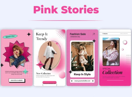 دانلود پروژه پریمیر استوری های صورتی اینستاگرام Pink Stories