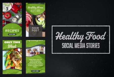 پروژه افتر افکت 6 استوری غذای سالم Healthy Food Stories